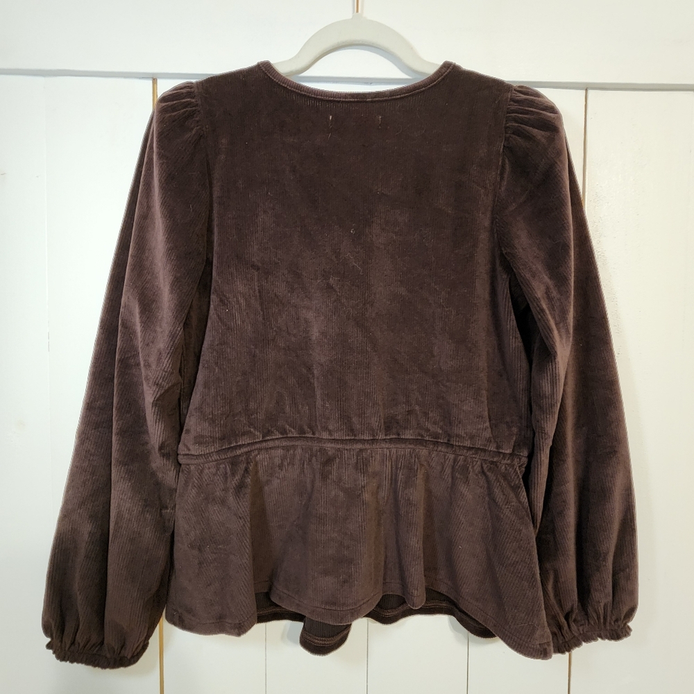 Madewell Corduroy Tie-Front Faux-Wrap Top - Picture 7 of 8